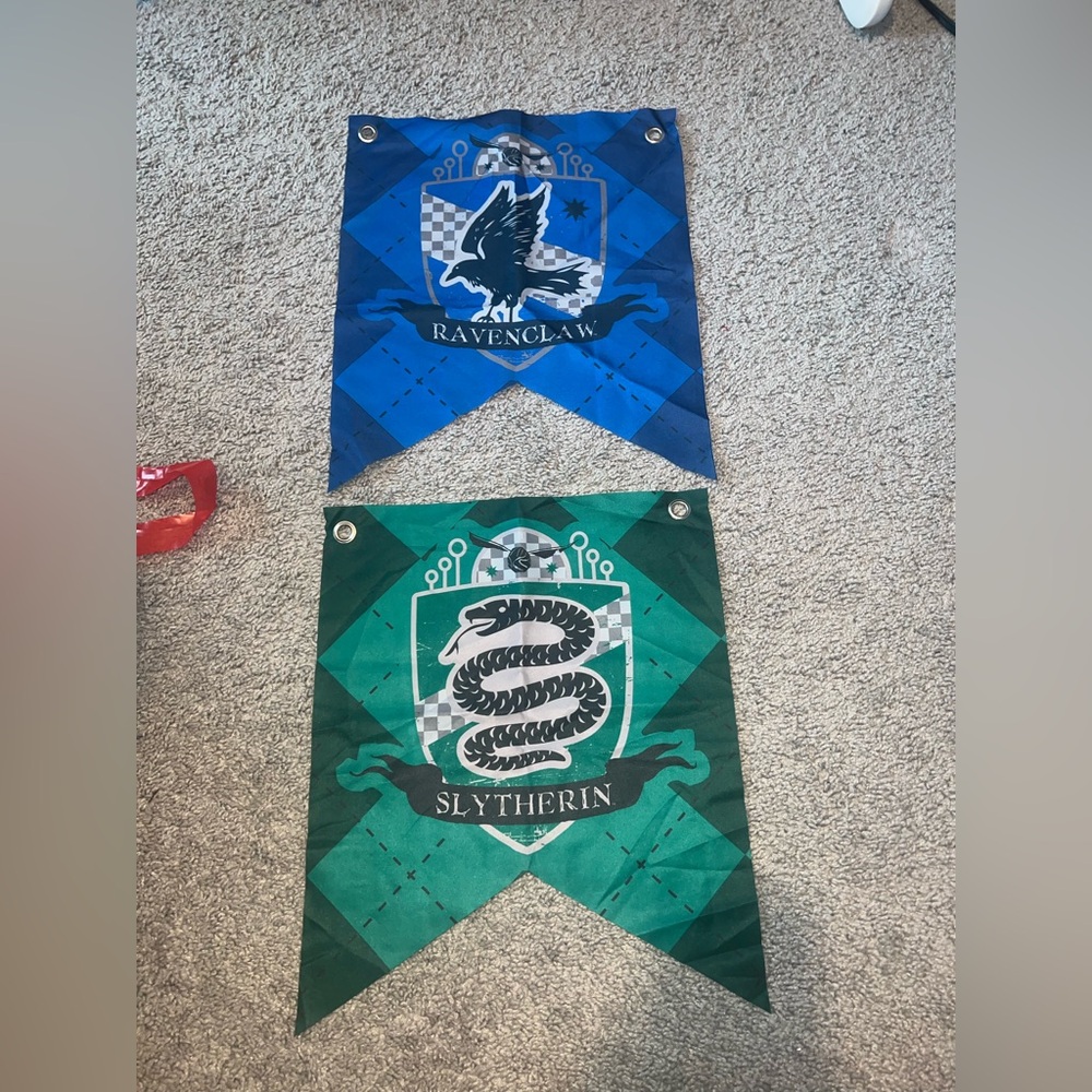 Ravenclaw and Slytherin Wall Banners - Blue and Green
